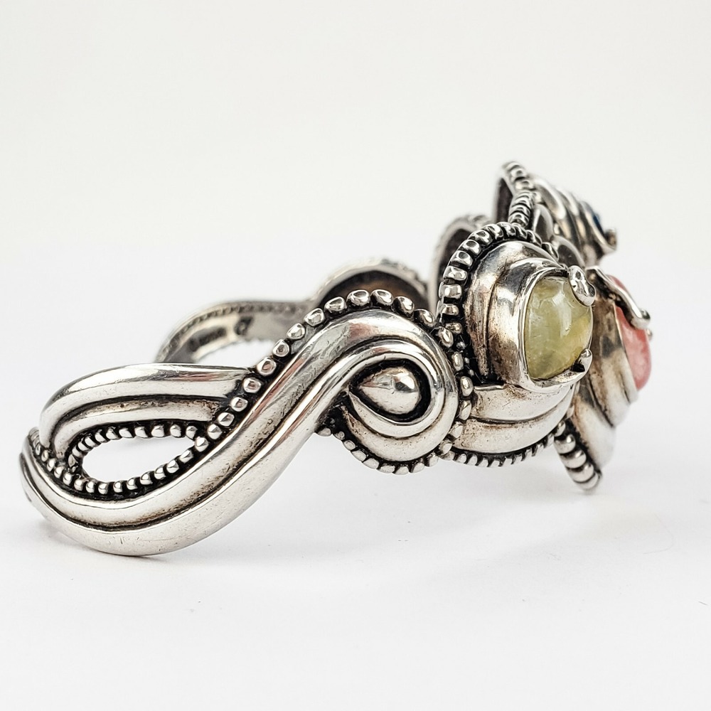 Carolyn Pollack Relios Agate Sterling Silver 925 Cuff Bracelet Stunning Design - Picture 2 of 7